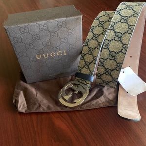 Blue Monogram Gucci Belt